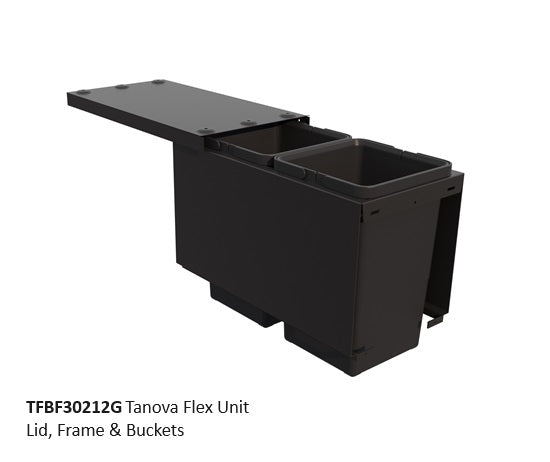 Tanova FLEX Drawer Insert Systems for 300mm Cabinets - 2 Buckets   White and Umbra Grey