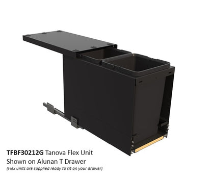 Tanova FLEX Drawer Insert Systems for 300mm Cabinets - 2 Buckets   White and Umbra Grey