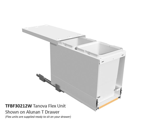 Tanova FLEX Drawer Insert Systems for 300mm Cabinets - 2 Buckets   White and Umbra Grey