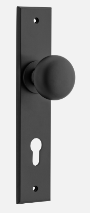 Iver Cambridge Door Knob 12946 Chamfered Backplate Matt Black - Passage ,Privacy & Entrance