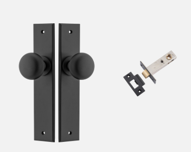 Iver Cambridge Door Knob 12946 Chamfered Backplate Matt Black - Passage ,Privacy & Entrance