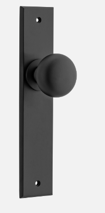 Iver Cambridge Door Knob 12946 Chamfered Backplate Matt Black - Passage ,Privacy & Entrance