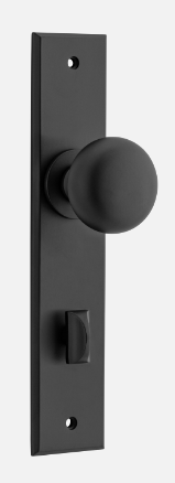 Iver Cambridge Door Knob 12946 Chamfered Backplate Matt Black - Passage ,Privacy & Entrance