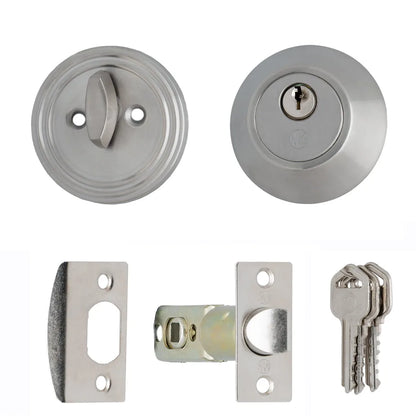 MILES NELSON DOOR HANDLES PRO SERIES SINGLE AND DOUBLE CYLINDER DEADBOLT SATIN NICKEL FINISH