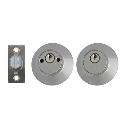 MILES NELSON DOOR HANDLES PRO SERIES SINGLE AND DOUBLE CYLINDER DEADBOLT SATIN NICKEL FINISH