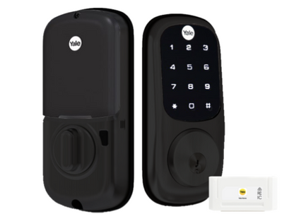 YALE ASSURE KEYED SMART-READY LOCK WITH APEX 143 x 300 ENTRANCE SET MATT BLACK & SATIN NICKEL