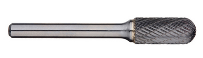 Trucut Heavy Duty Alpha 1/2" Cylindrical Ball Nose Carbide Burr Aluminium Cut - 1/4" Shank & 6" Long Series