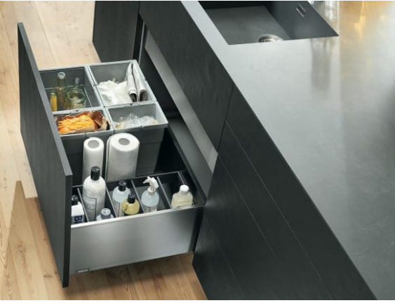 Blum Merivobox Kitset 40kg Sink Drawer 'E' height 209mm (M+BOXCAP E) - Available in Silk White and Orion Grey