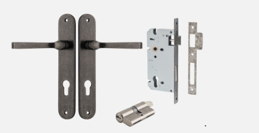 Iver Annecy Door Lever 13732 Oval Backplate Distressed Nickel - Passage ,Privacy & Entrance