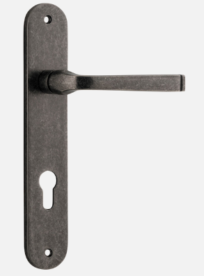 Iver Annecy Door Lever 13732 Oval Backplate Distressed Nickel - Passage ,Privacy & Entrance