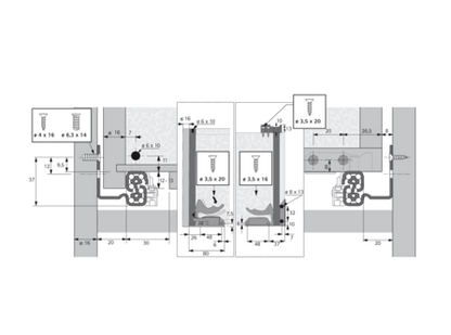 Hettich Germany Quadro V6 with Silent System, Full Extension Runner for Wooden Drawer 30 Kgs Set ( left and Right ) Length : 280mm ,300mm ,350mm,380mm,400mm ,420mm ,450mm