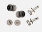Iver Cambridge Door Knob 0207 Round Rose Distressed Nickel - Passage kit , privacy kit & Entrance Kit (Dual Function 5 pin and Key Thumb 6 Pin)