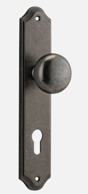 Iver Cambridge Door Knob 13828 Shouldered Backplate  Distressed Nickel - Passage ,Privacy & Entrance
