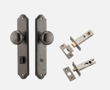 Iver Cambridge Door Knob 13828 Shouldered Backplate  Distressed Nickel - Passage ,Privacy & Entrance