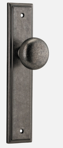 Iver Cambridge Door Knob 13840 Stepped Backplate  Distressed Nickel - Passage ,Privacy & Entrance