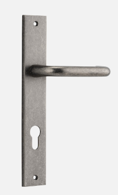 Iver Door Lever Oslo 13844 Rectangular Back Plate Distressed Nickel - Passage ,Privacy & Entrance