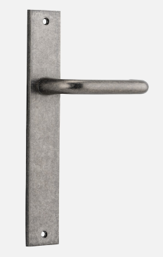 Iver Door Lever Oslo 13844 Rectangular Back Plate Distressed Nickel - Passage ,Privacy & Entrance