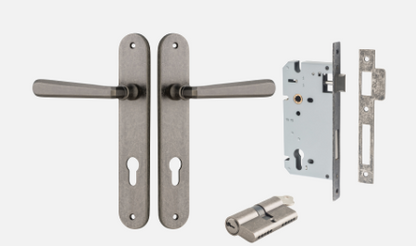 Iver Copenhagen Door Lever 13876 Oval Backplate Distressed Nickel - Passage ,Privacy & Entrance