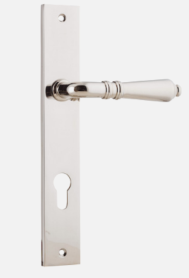 Iver Sarlat Door Lever 14200 Rectangular Backplate Polished Nickel - Passage ,Privacy & Entrance