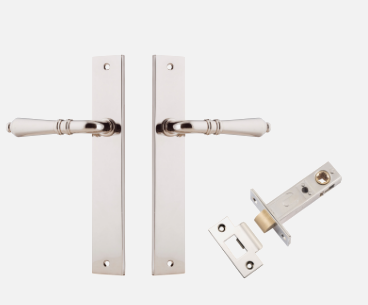 Iver Sarlat Door Lever 14200 Rectangular Backplate Polished Nickel - Passage ,Privacy & Entrance