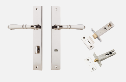 Iver Sarlat Door Lever 14200 Rectangular Backplate Polished Nickel - Passage ,Privacy & Entrance