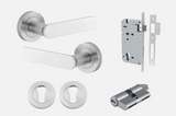 Iver Bronte Door Lever 0335 Round Rose Brushed Chrome - Passage ,Privacy & Entrance