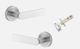Iver Bronte Door Lever 0335 Round Rose Brushed Chrome - Passage ,Privacy & Entrance