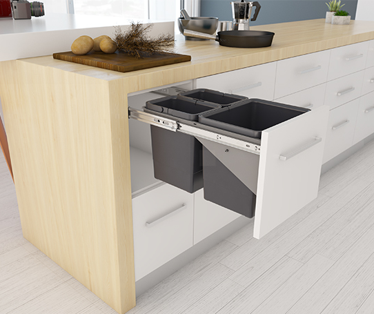 Tanova NZ Simplex Soft Close Kitchen Bin - 300mm and 350mm Cabinet Drawer Front Type - 1 x 10L 1 x 6Litre ,1 x 12L 1 x 8Litre ,1 x 15L 1 x 6Litre ,1 x 18L 1 x 8Litre ,1 x 15L 2 x 6Litre & 1 x 18L 2 x 8Litre