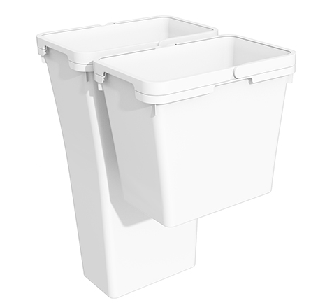 Tanova NZ Bin for LEGRABOX F Drawer - Frame & Buckets 500mm & 600mm Cabinet  – 1 x 20L 1 x 36Litres - White & Grey