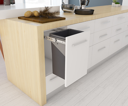 Tanova NZ Simplex Soft Close Kitchen Bin - 200mm ,300mm and 350mm Cabinet Drawer Front Type - 1 x 8Litre ,1 x 12Litre ,1 x 15Litre ,1 x 18Litre ,1 x 24Litre Grey