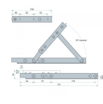 Lohala Bristol Stay Casement Available in 4 Sizes : 235mm ,300mm ,335mm ,440mm and 510 - Black