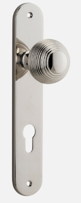Iver Guildford Door Knob 14336 Oval Backplate Polished Nickel - Passage ,Privacy & Entrance