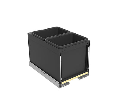 Tanova Designer Series 2 Pull Out Soft Close and  Soft Close With Push to Open Kitchen Waste Bin  350mm 2 Bucket Cabinet  - White and Charcoal