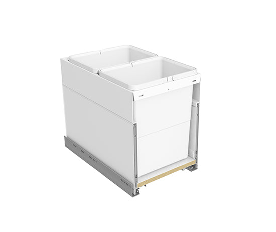 Tanova Designer Series 2 Pull Out Soft Close and  Soft Close With Push to Open Kitchen Waste Bin  350mm 2 Bucket Cabinet  - White and Charcoal