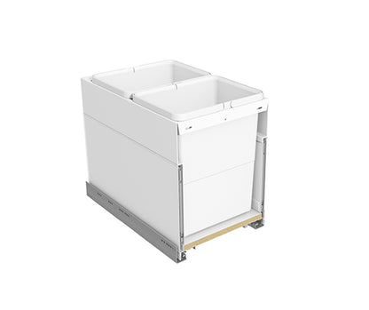 Tanova Designer Series 2 Pull Out Soft Close and  Soft Close With Push to Open Kitchen Waste Bin  350mm 2 Bucket Cabinet  - White and Charcoal