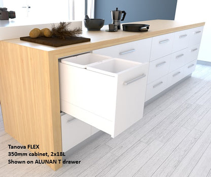 Tanova FLEX Drawer Insert Systems for 350mm Cabinets - 2 Buckets   White and Umbra Grey