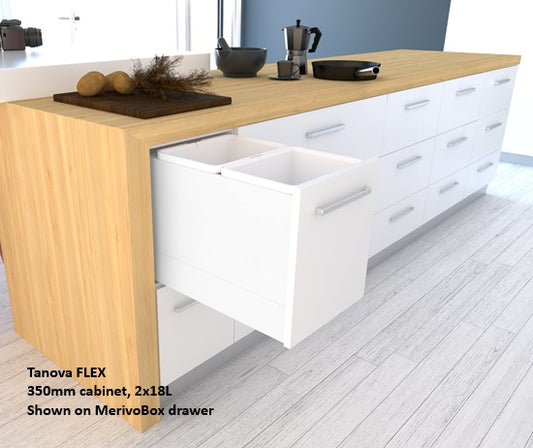 Tanova FLEX Drawer Insert Systems for 350mm Cabinets - 2 Buckets   White and Umbra Grey