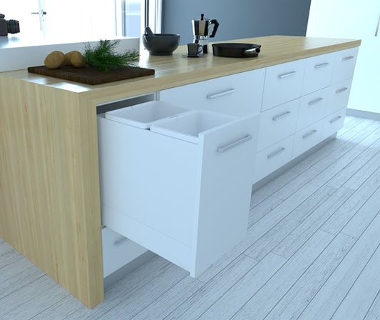 Tanova FLEX Drawer Insert Systems for 350mm Cabinets - 2 Buckets   White and Umbra Grey