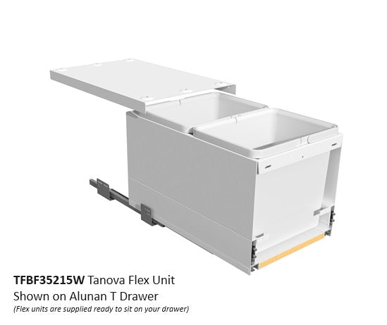Tanova FLEX Drawer Insert Systems for 350mm Cabinets - 2 Buckets   White and Umbra Grey