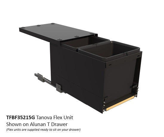 Tanova FLEX Drawer Insert Systems for 350mm Cabinets - 2 Buckets   White and Umbra Grey