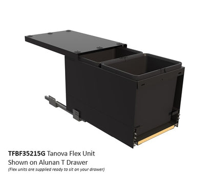 Tanova FLEX Drawer Insert Systems for 350mm Cabinets - 2 Buckets   White and Umbra Grey