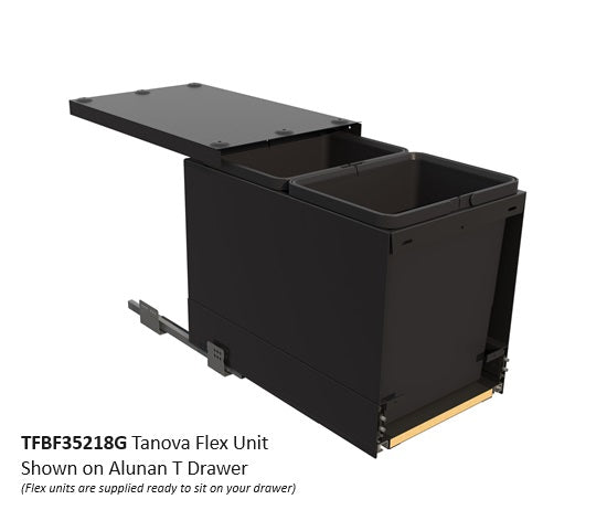 Tanova FLEX Drawer Insert Systems for 350mm Cabinets - 2 Buckets   White and Umbra Grey