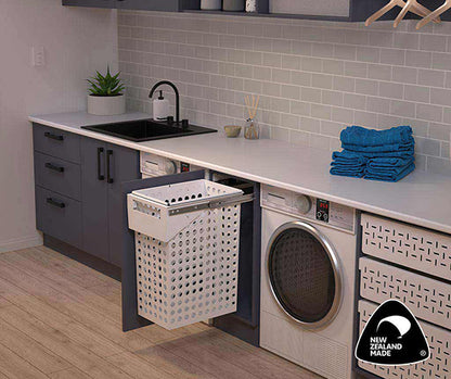 Tanova Simplex Pull Out Soft Close Push to Open Laundry Basket 350mm Cabinet 1x65L Steel Basket White