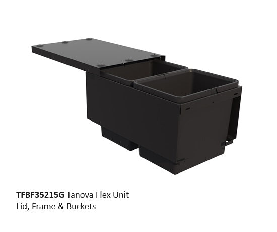 Tanova FLEX Drawer Insert Systems for 350mm Cabinets - 2 Buckets   White and Umbra Grey