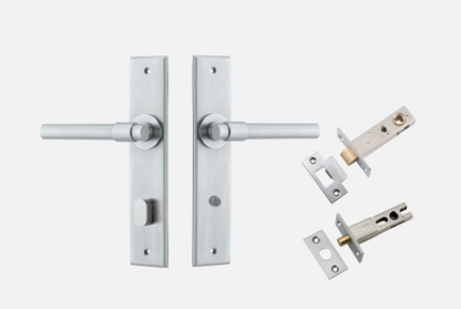 Iver Helsinki Door Lever 12402 Stepped Backplate Brushed Chrome - Passage ,Privacy & Entrance