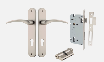 Iver Oxford Door Lever 14728 Oval Backplate Satin Nickel - Passage ,Privacy & Entrance