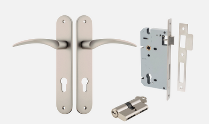 Iver Oxford Door Lever 14728 Oval Backplate Satin Nickel - Passage ,Privacy & Entrance