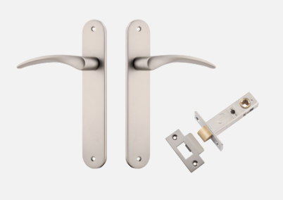 Iver Oxford Door Lever 14728 Oval Backplate Satin Nickel - Passage ,Privacy & Entrance