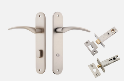 Iver Oxford Door Lever 14728 Oval Backplate Satin Nickel - Passage ,Privacy & Entrance