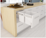 Tanova NZ Simplex Soft Close Kitchen Bin - 300mm ,350mm and 450mm Cabinet Drawer Front Type - 1 x 20Litre ,1 x 36Litre ,2 x 10Litre ,2 x 12Litre ,2 x 15Litre ,2 x 18Litre & 2 x 24Litre White